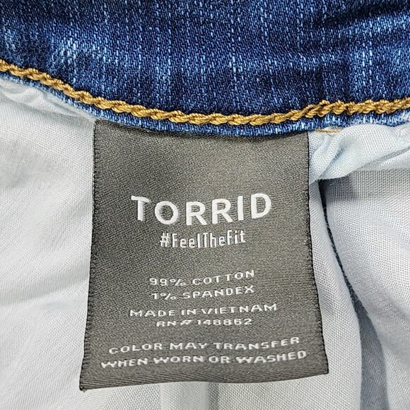 Torrid Skirt Womens 14 Blue Stretch Denim A-Line Midi Front Slit Raw Hem Casual - Picture 8 of 11